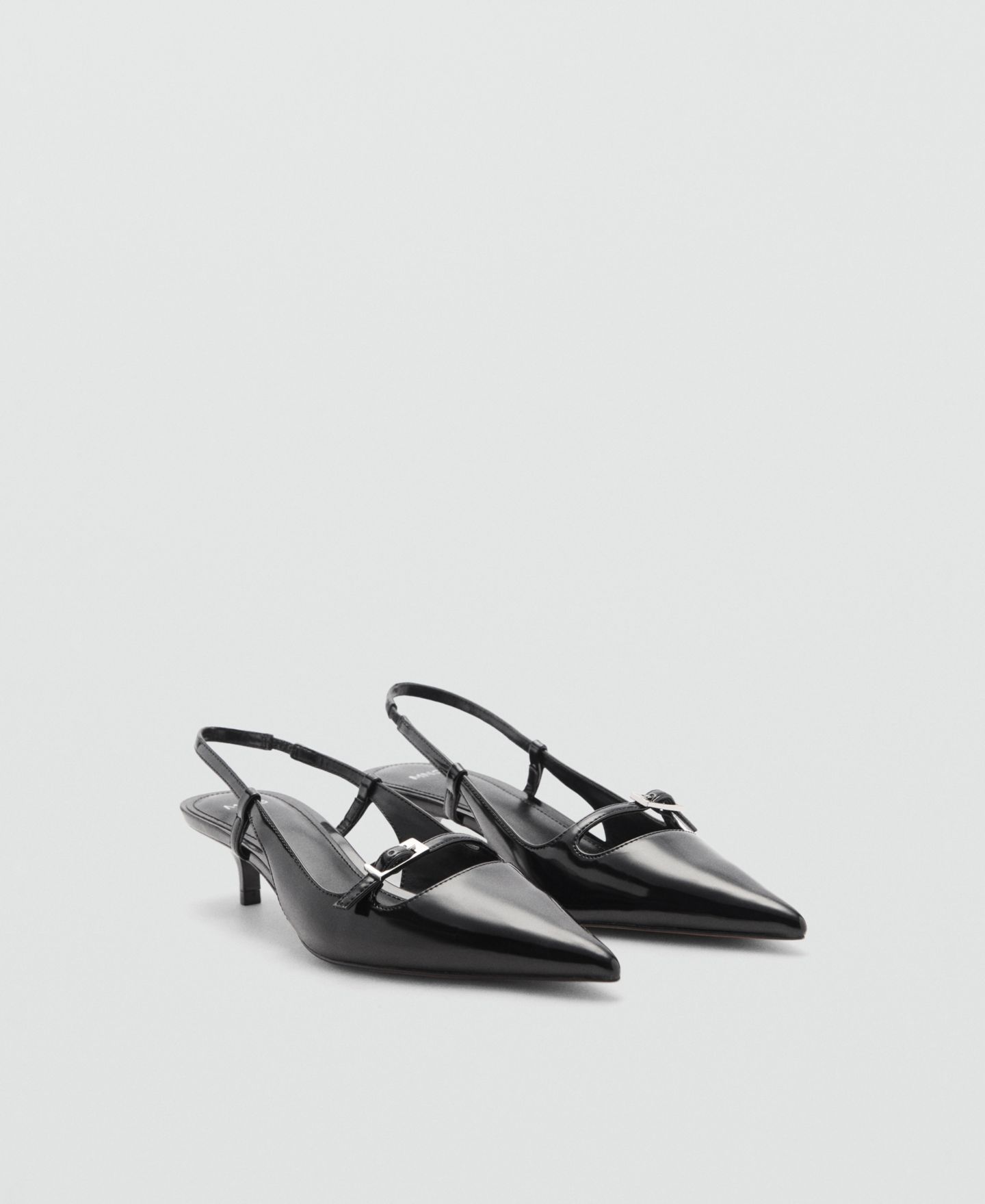 Обувь Mango Women's Buckle Detail Slingback Heeled, цвет: Чёрный — фото 1