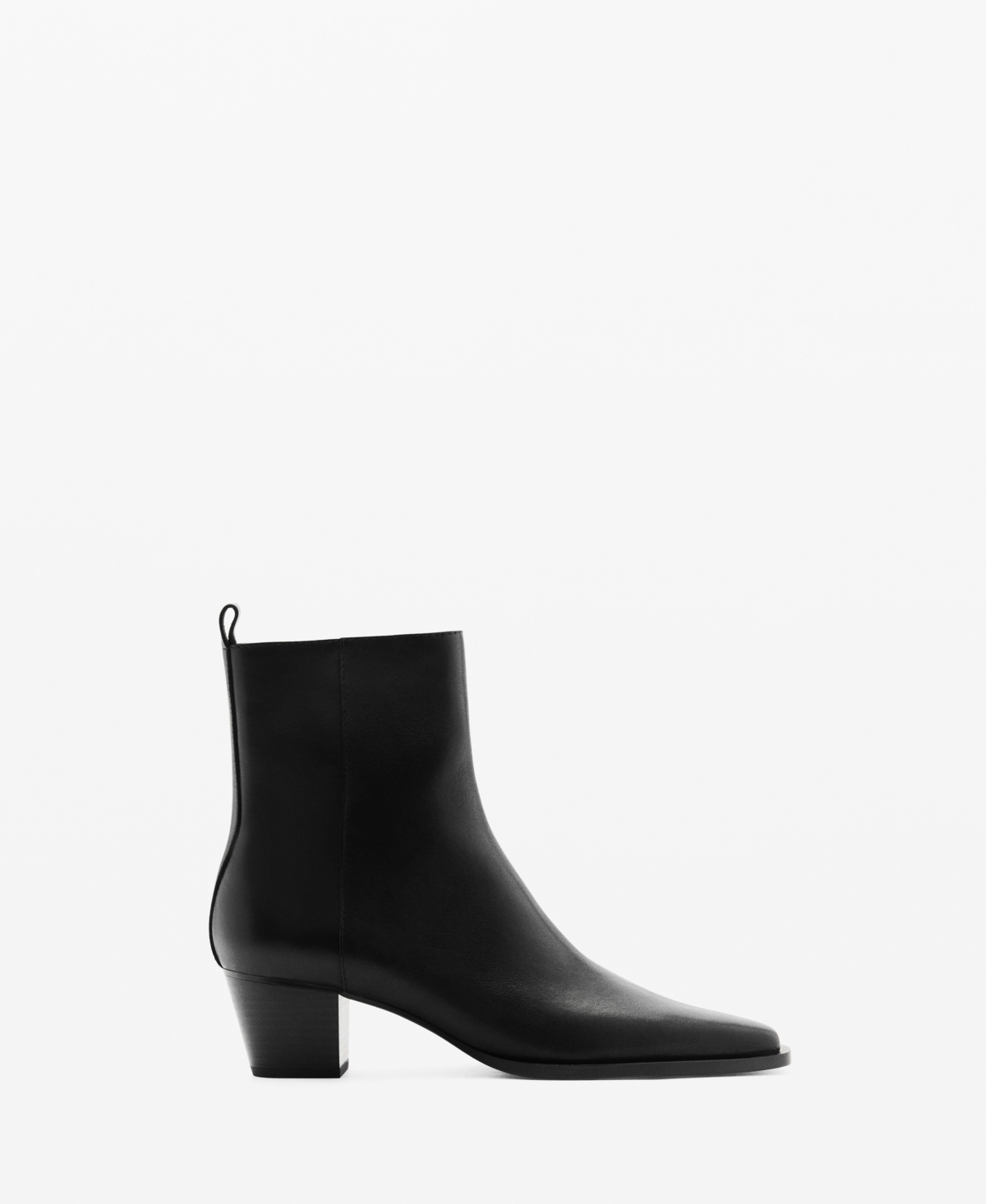 Mango Block Ankle Boots With Square Toe Black In Black