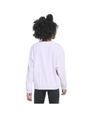 Big Girls Long Sleeve Rib Velour Crewneck Pullover Sweatshirt