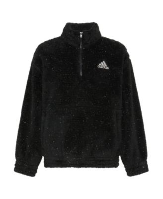 adidas Big Girls Mock Neck Furry Lurex Sherpa Pullover Jacket - Macy's