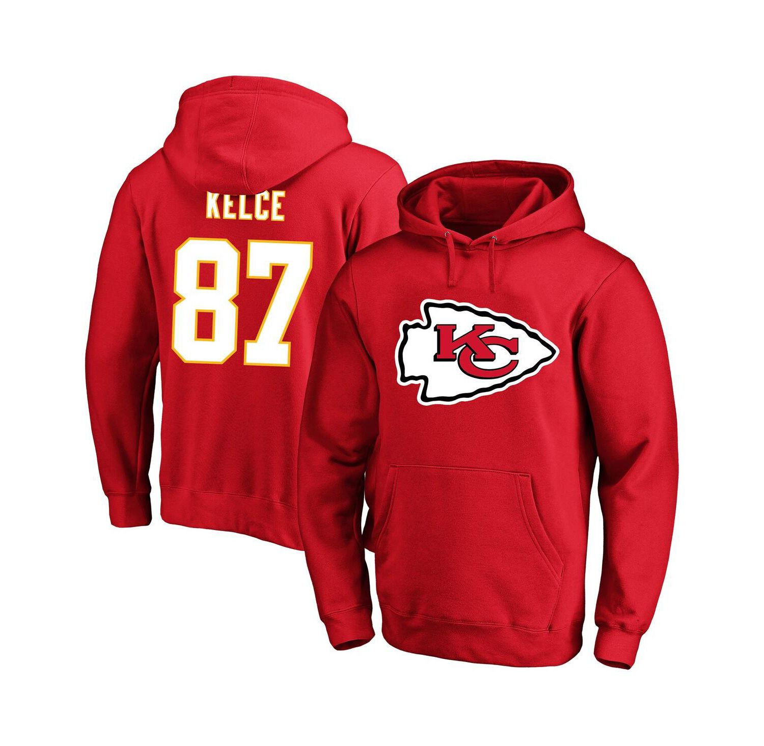 Men's Travis Kelce Red Kansas City Chiefs Big & Tall Name & Number Fleece Pullover Hoodie