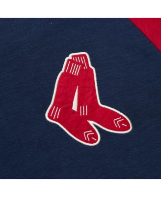 Men's Navy Boston Red Sox Cooperstown Collection Legendary Raglan Slub Henley 3/4-Sleeve T-Shirt