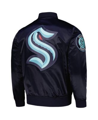 Men's Deep Sea Blue Seattle Kraken Classic Satin Full-Snap Jacket