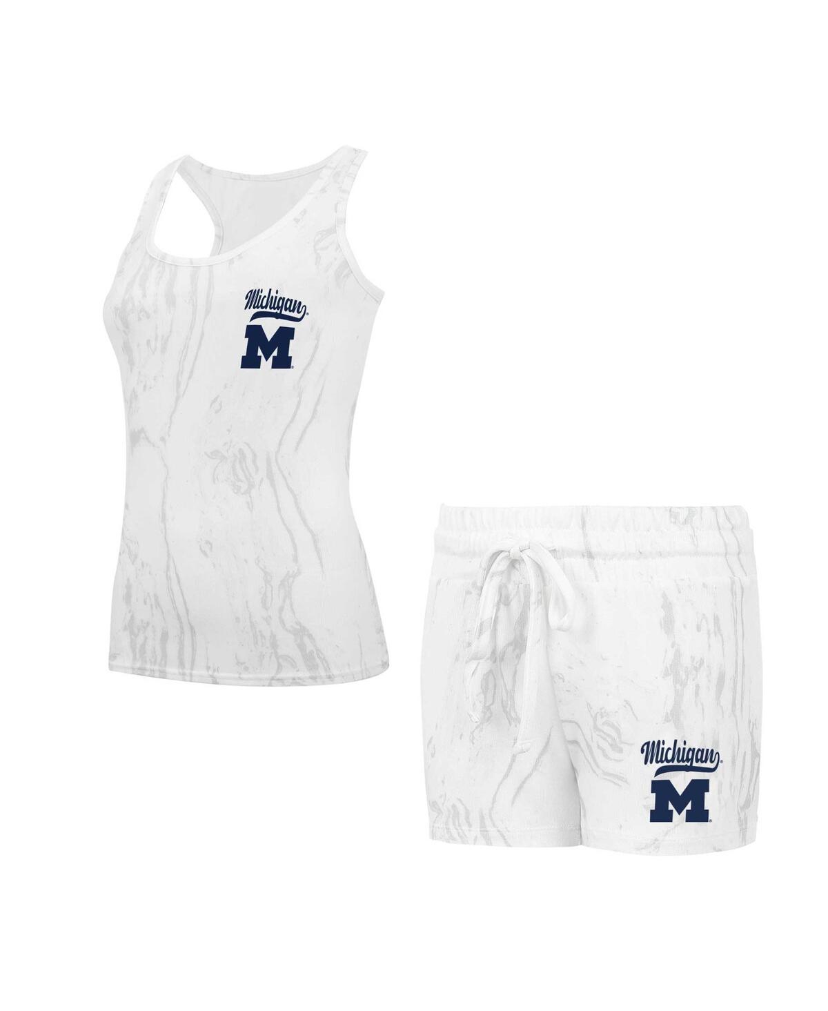 Shop Concepts Sport Women's Michigan Wolverines Quartz Tank Top Shorts Set In Cream