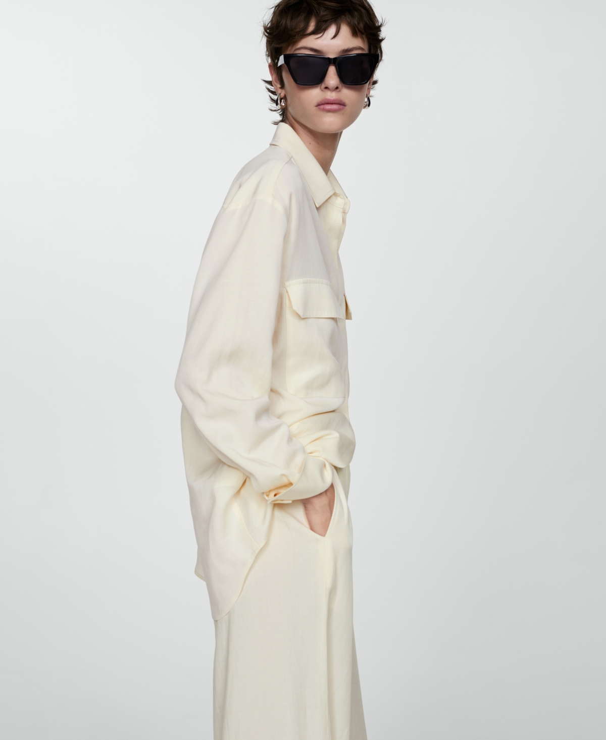 MANGO WOMEN'S OVERSIZED LYOCELL SHIRT 
