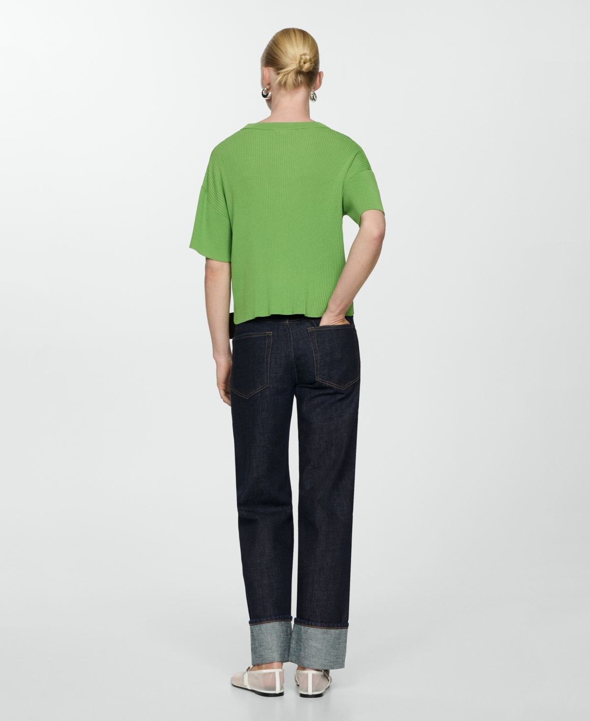 Mango Women's Ribbed Knit T-Shirt