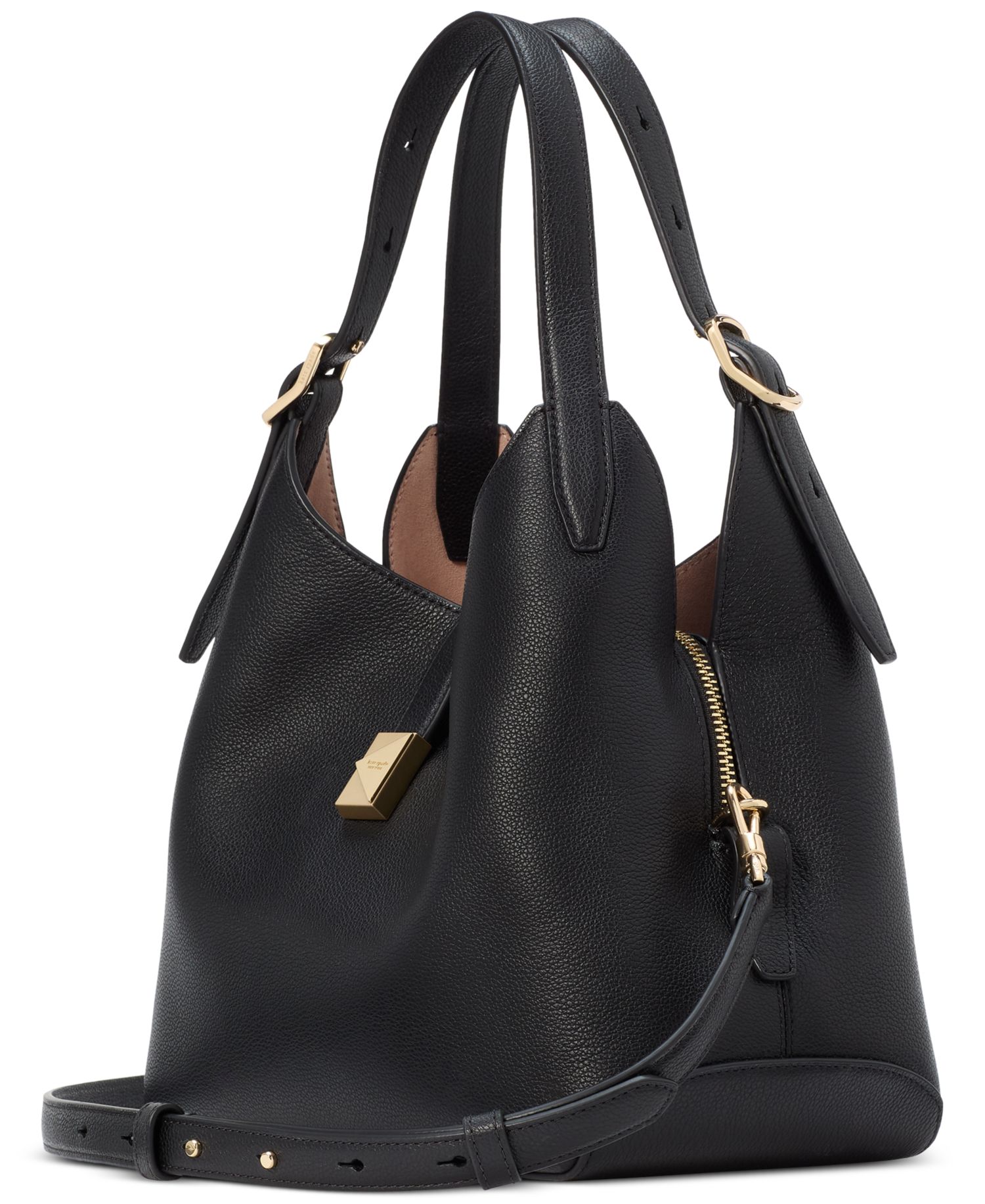 Deco Small Pebbled Leather Crossbody Tote Bag
