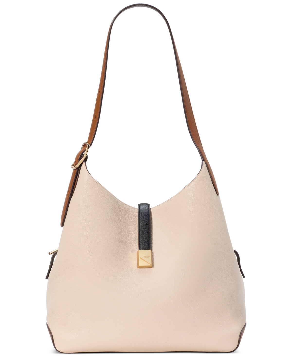 Deco Colorblocked Pebbled Leather Shoulder Bag - Milk Glass