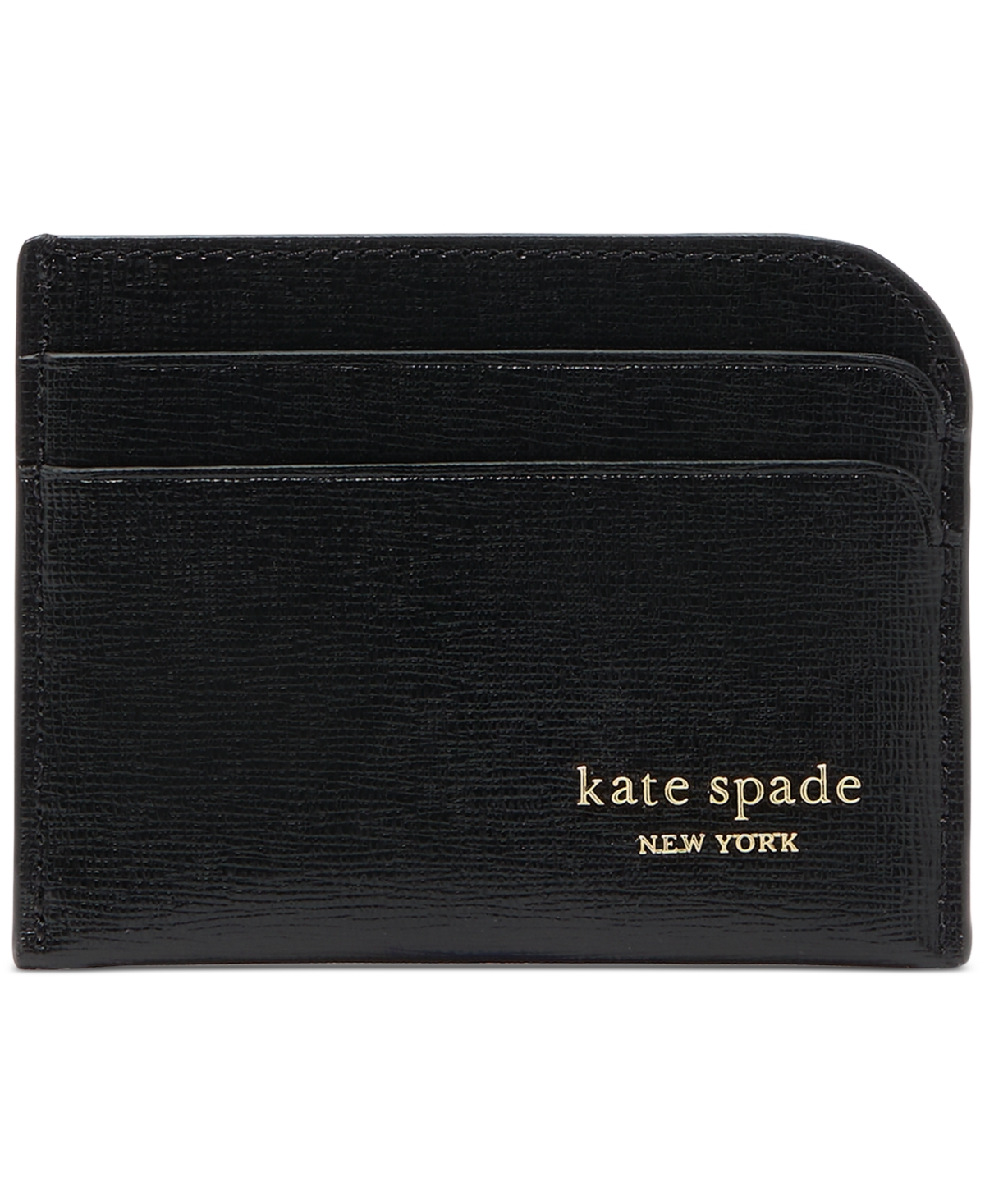 Devin Saffiano Leather Card Holder - Black