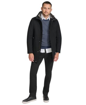 Men's Urban Walker Coat with Detachable Faux Rabbit Fur at Interior Collar