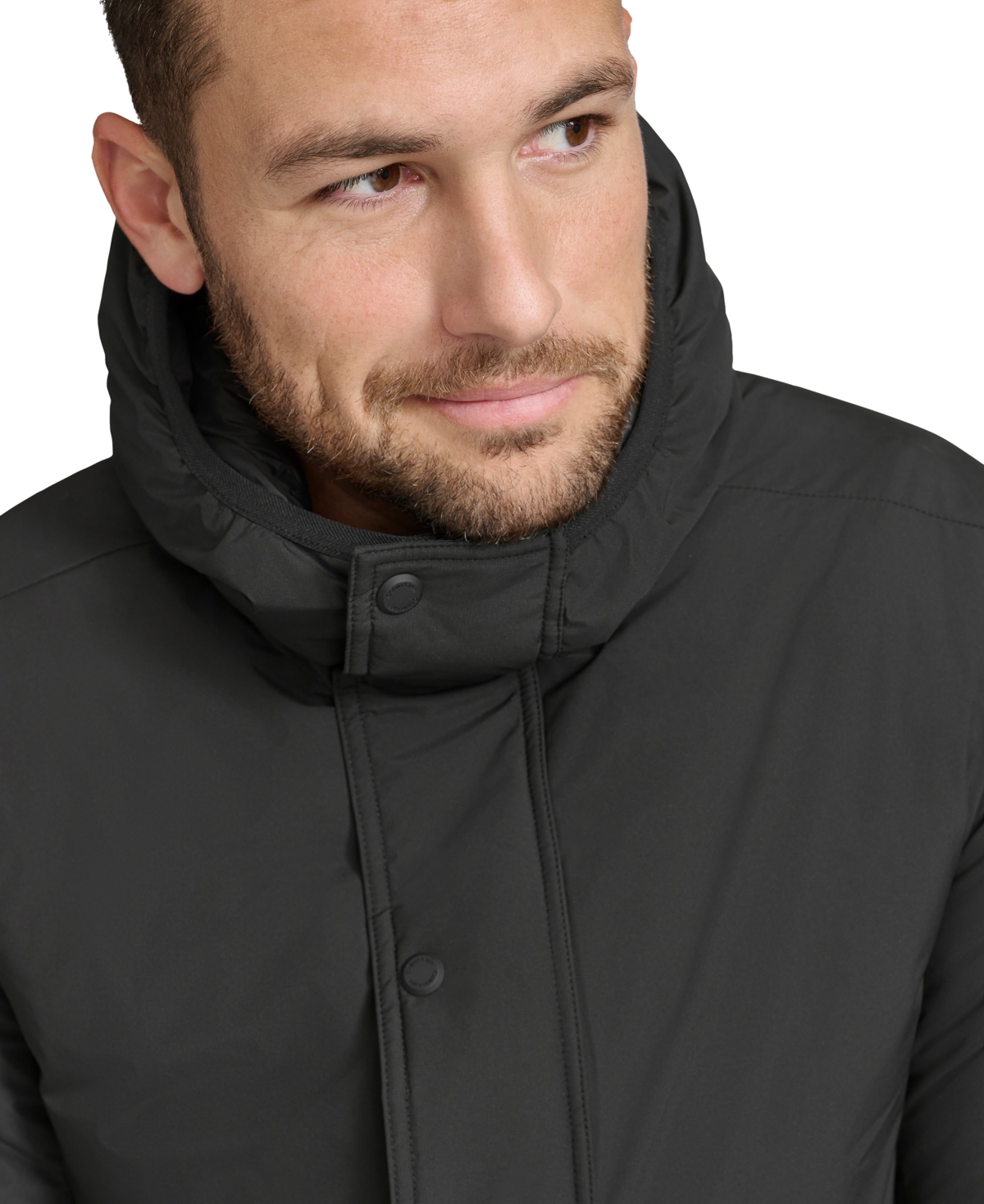 Shop Calvin Klein Men's Ripstop Hooded Puffer Jacket In Black