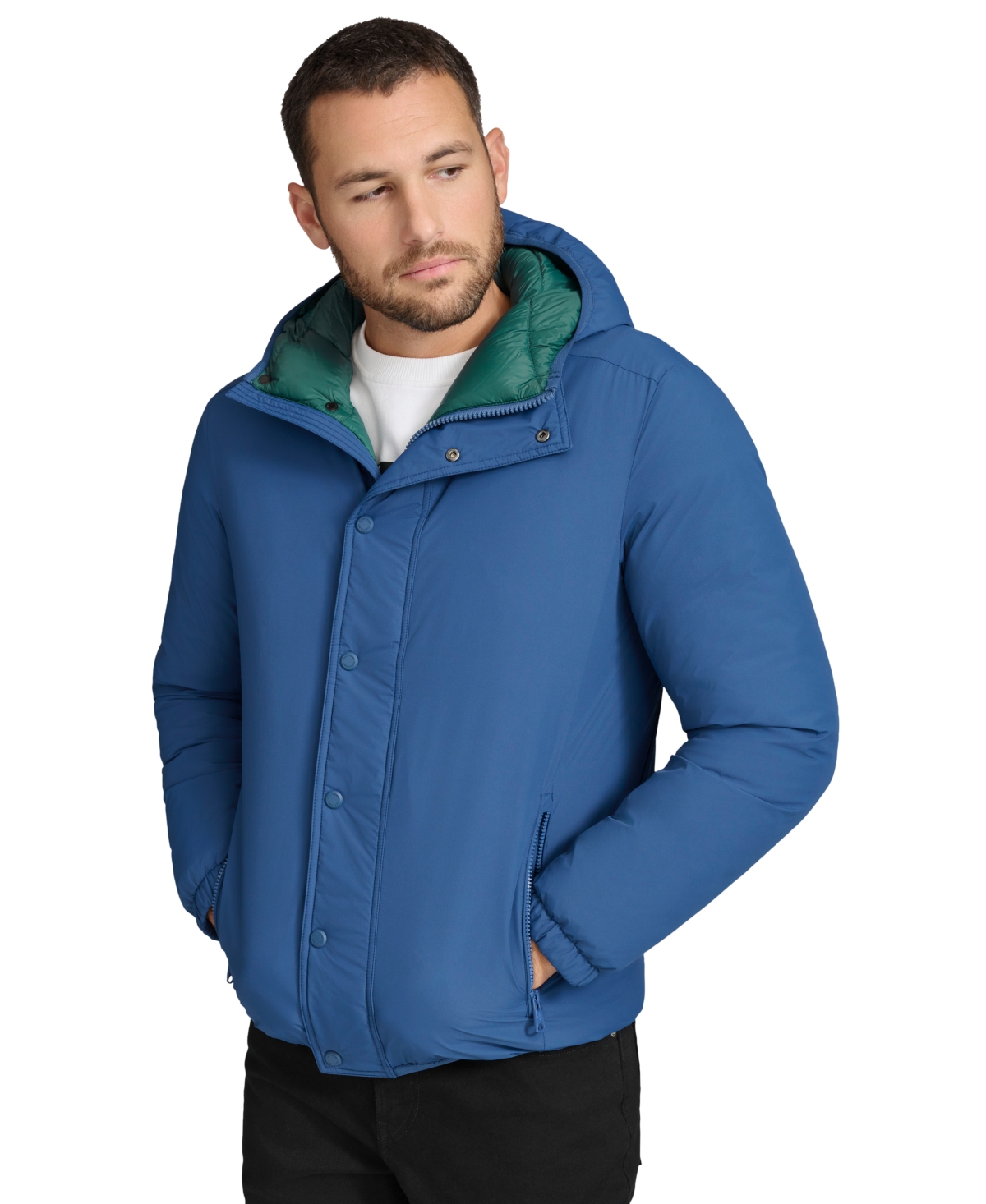 CALVIN KLEIN MEN'S RIPSTOP HOODED PUFFER JACKET 