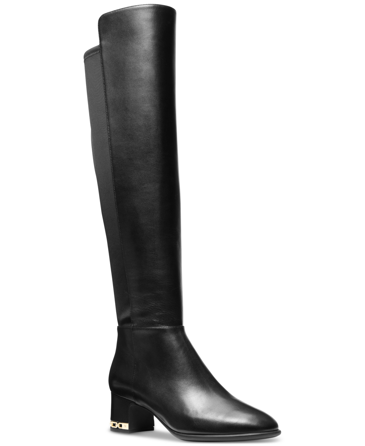 Michael Kors Michael  Women's June Leather Knee High Riding Boots In Black,scuba