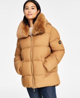 MICHAEL Michael Kors Women s Faux Fur Collar Hooded Puffer Coat Created for Macy s Macy s