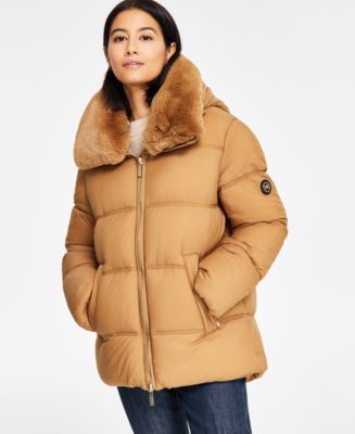 MICHAEL Michael Kors Women s Faux Fur Collar Hooded Puffer Coat Created for Macy s Macy s