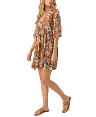 Juniors' Rosemary V-Neck Woven Dolman-Sleeve Mini Dress