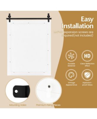 30 x 22 Inch Wall Mount Mirror with Wood Frame