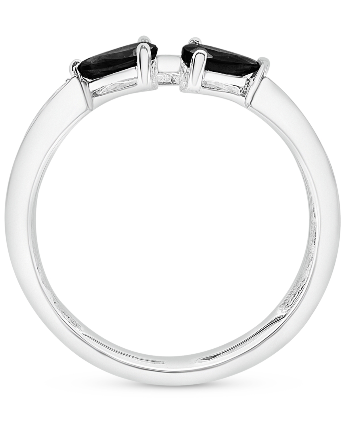 MACY'S ONYX (3/8 CT. T.W.) & DIAMOND (1/8 CT. T.W.) DOUBLE-ROW RING IN STERLING SILVER 