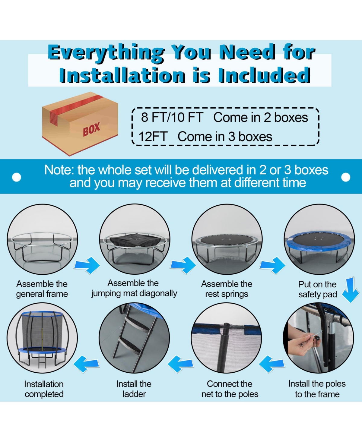 8 Feet Astm Approved Recreational Trampoline with Ladder