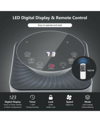 8000BTU 3-in-1 Portable Air Conditioner with Remote Control-Gray