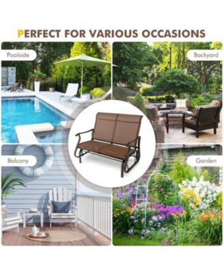 2-Person Patio Glider Bench with High Back and Curved Armrests