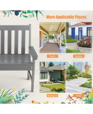 52 Inch All-Weather HDPE Outdoor Bench with Backrest and Armrests