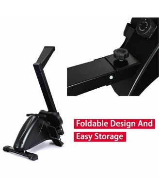 Foldable Quiet Operated Fitness Rowing Machine with 10 Level Adjustable Resistance