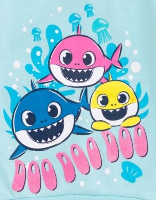 Toddler Girls Pinkfong Shark Pullover Fleece Sweatshirt and Pants Outfit Set