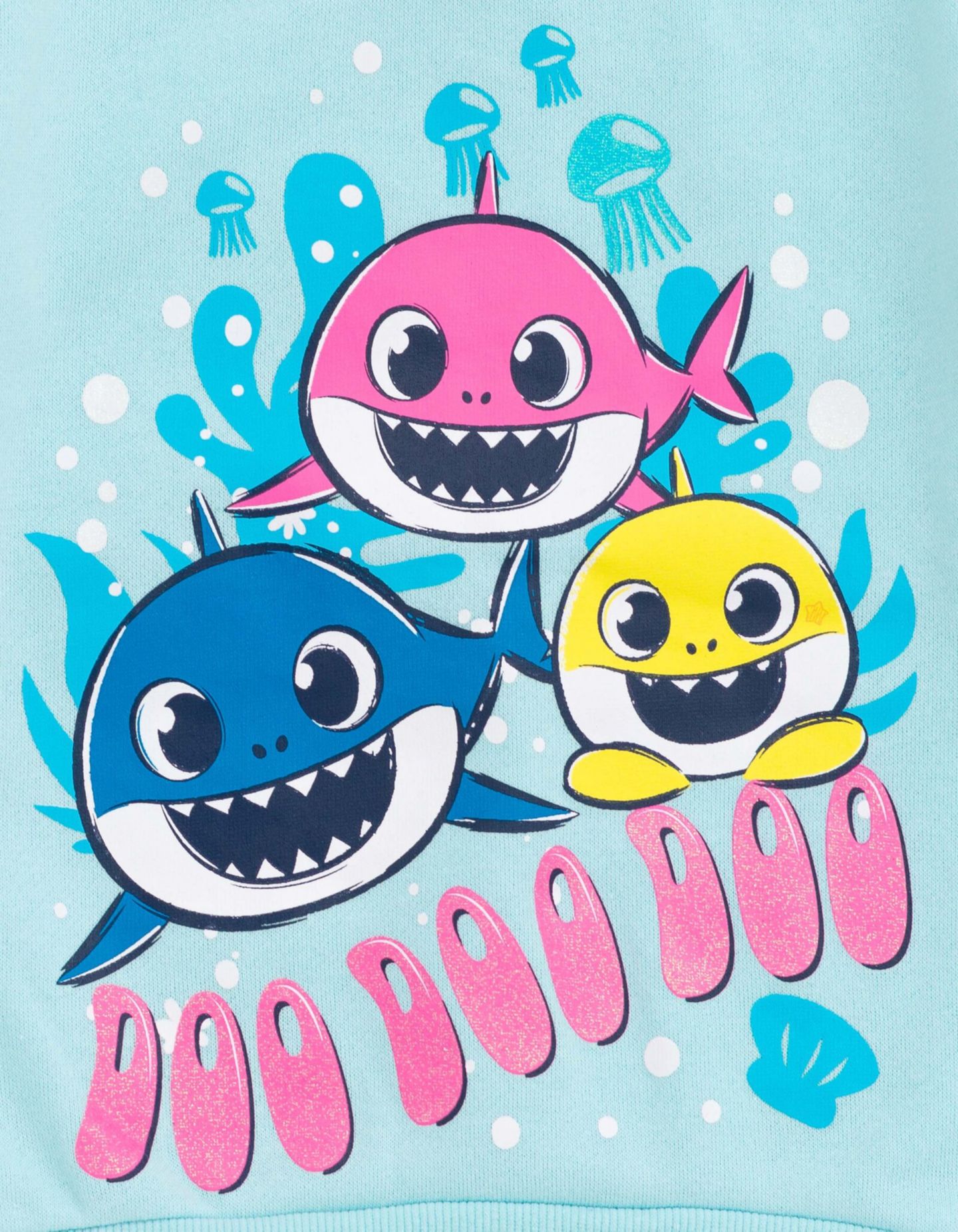 Комплекты Baby Shark Pinkfong Shark Pullover Fleece Sweatshirt and Pants Outfit Set для девочек-малышей, цвет: Бирюзовый — фото 3