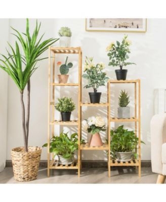 9-Tier Bamboo Plant Stand for Living Room Balcony Garden