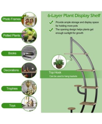 6-Tier Metal Plant Stand Holder Display Shelf with 9 Pots and Hook