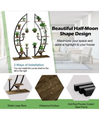 6-Tier Metal Plant Stand Holder Display Shelf with 9 Pots and Hook