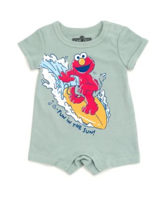 Baby Boys Elmo Cookie Monster Bird Romper and Bucket Sun Hat Newborn to