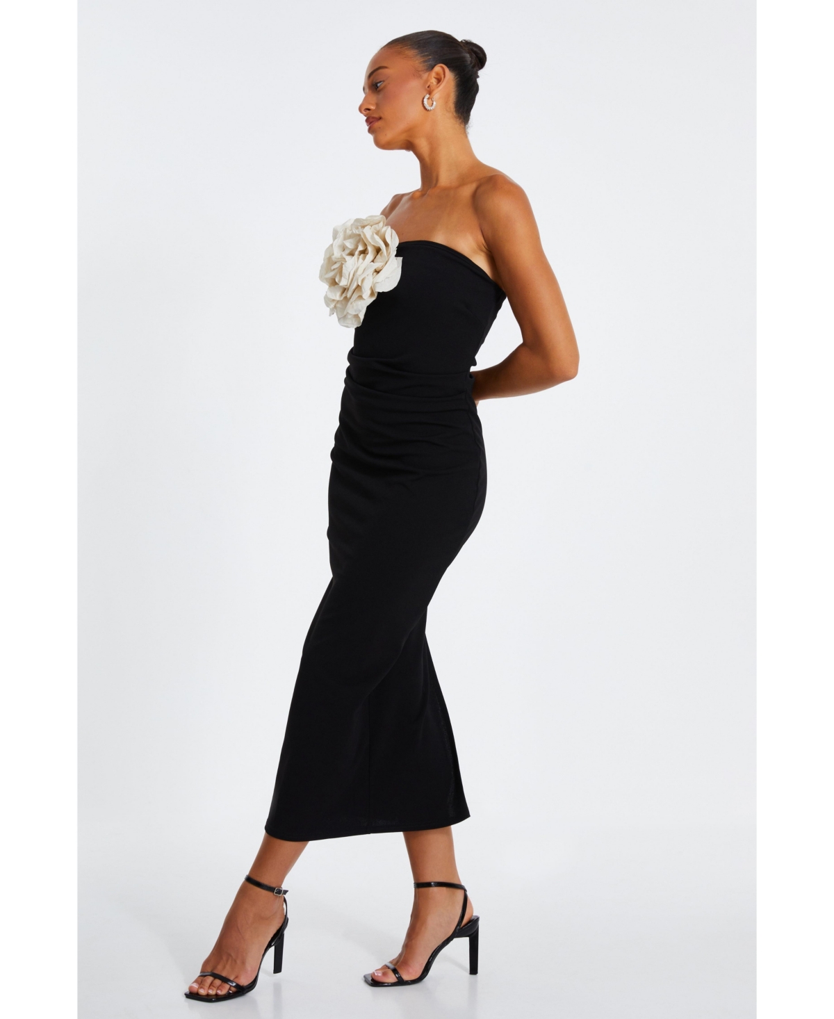 Quiz Women's Scuba Crepe Flower Detail Maxi Dress
