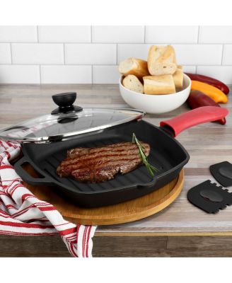 Pre-Seasoned Cast Iron 10.4 Inch Griddle with Tempered Glass Lid