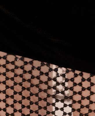 Women's Asymmetric Velvet and Mesh Sheath Dress