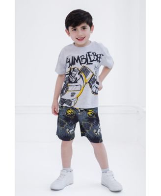 Boys Bumblebee Optimus Prime Graphic T-Shirt & Mesh Shorts Outfit Set to