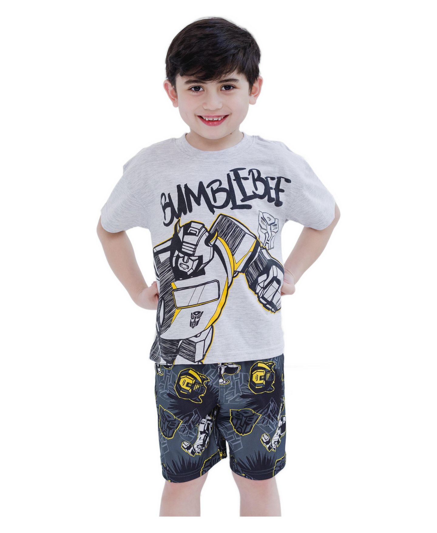 Детский комплект Transformers Little Boys Bumblebee Athletic 2-Piece T-Shirt and Shorts Set, цвет: Серый — фото 2