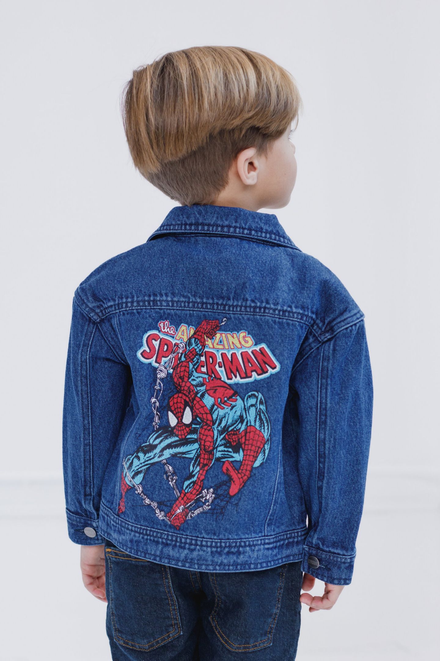 Куртка Avengers Marvel Spider-Man Denim Jacket to для мальчиков, цвет: Тёмный синий — фото 4