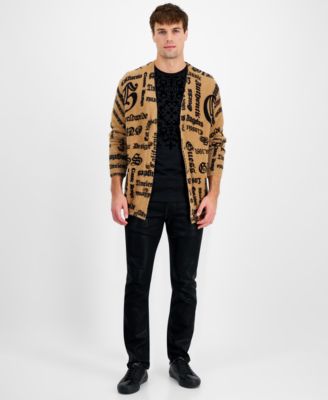 Mens Gothic Jacquard Cardigan T Shirt Jeans