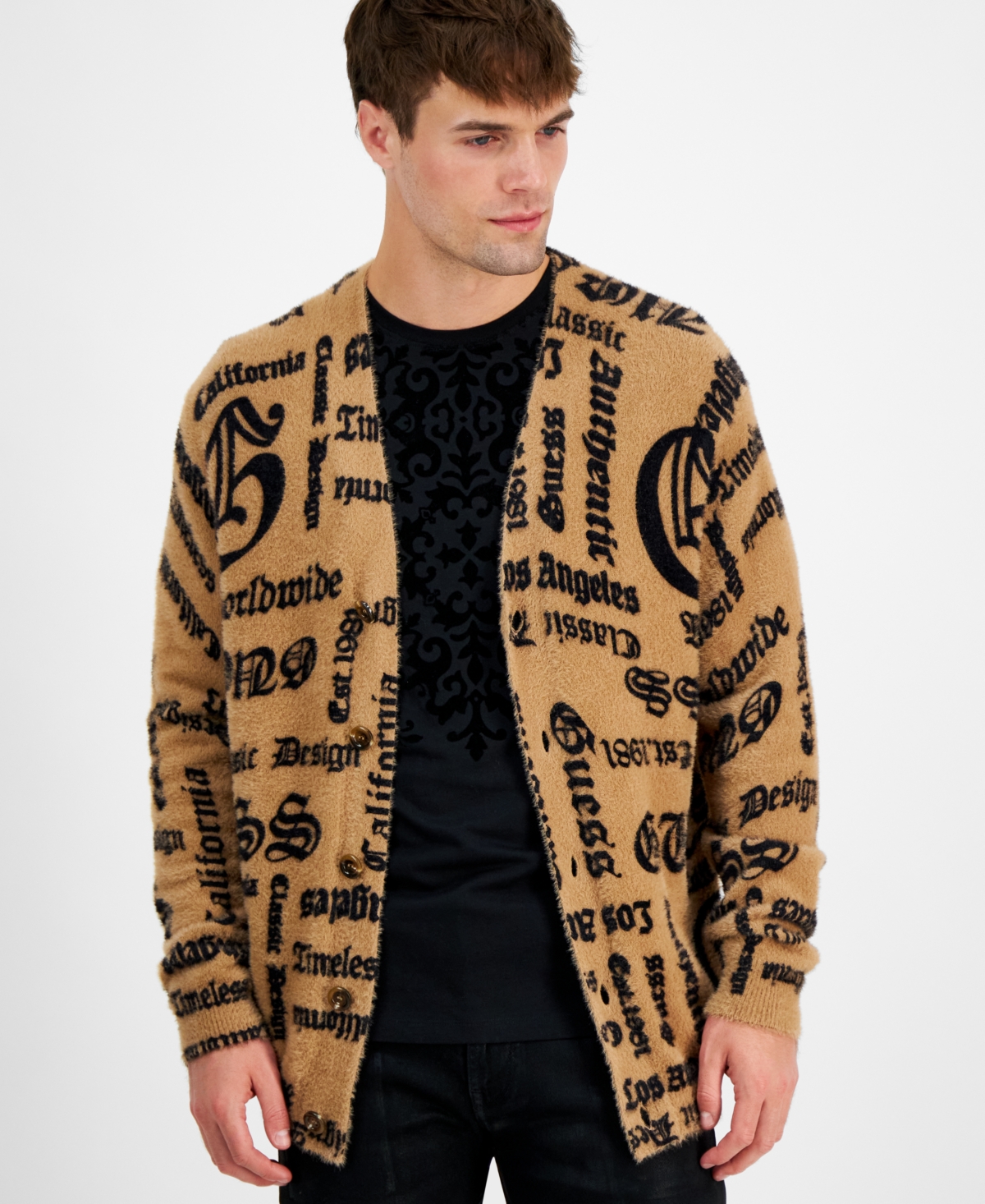 Guess Men's Gothic Jacquard Cardigan