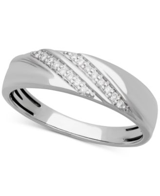Men's Diamond Diagonal Two Row Wedding Band (1/10 ct. t.w.) in 14k White Gold