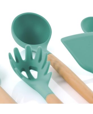  Set of 9 Silicone and Wood Cooking Utensils