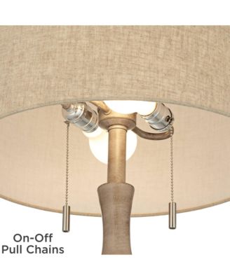 Tuscan Chic 62 1/2" Tall Standing Floor Lamp Pull Chain Gray Natural Faux Wood Finish Living Room Bedroom House