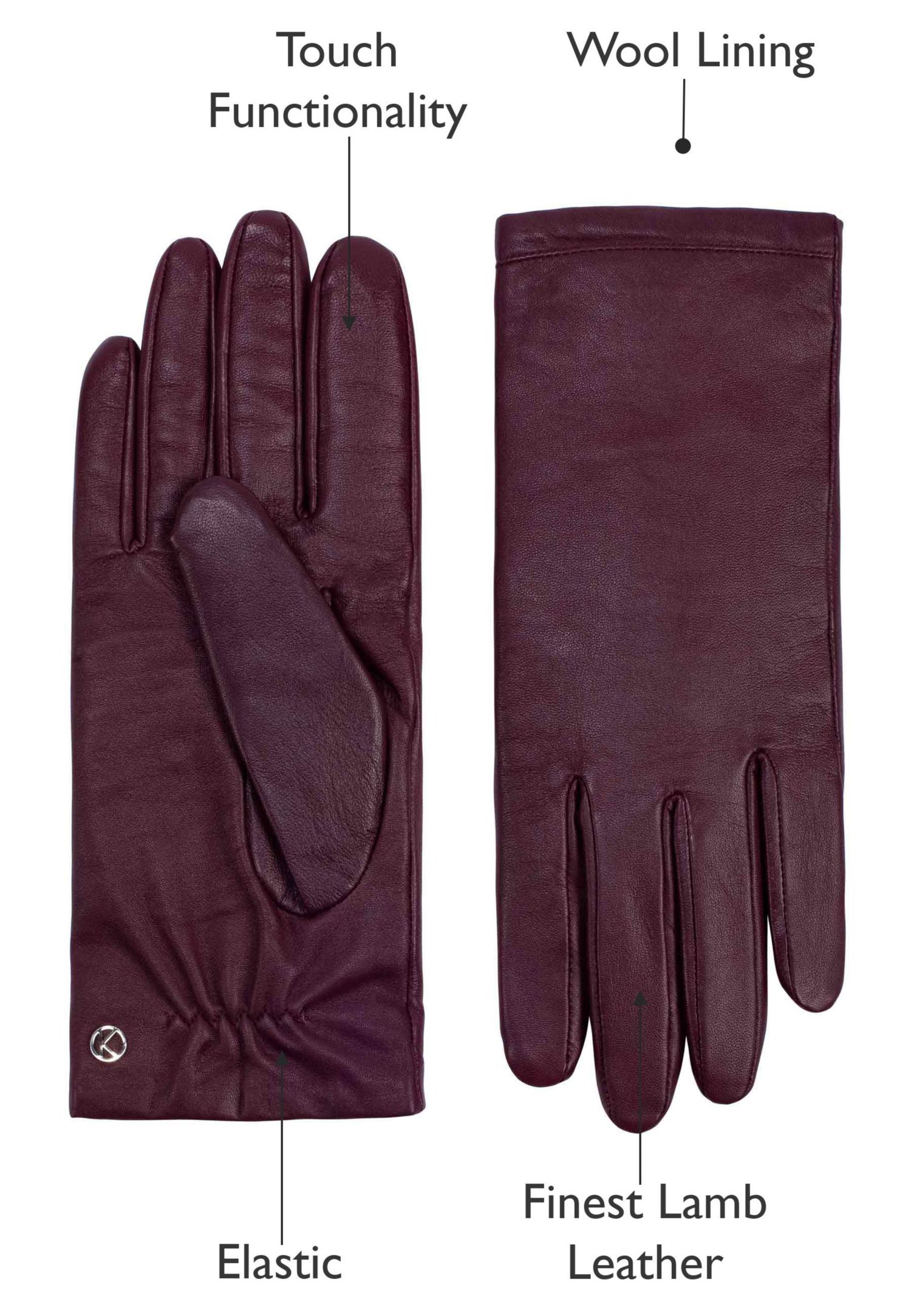 Women`s Premium Lamb Leather Touchscreen Gloves Style Chelsea