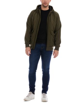 Men's Diamond Quilted Hooded Softshell Bomber Jacket