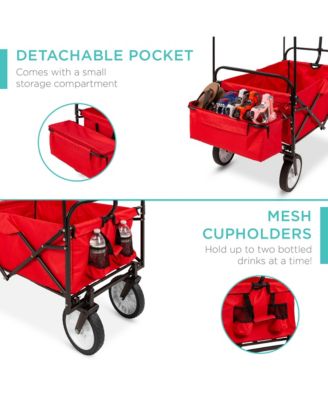 Folding Utility Cargo Wagon Cart w/ Removable Canopy, Cup Holders