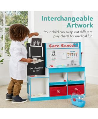 Pretend Play Doctor's Office, Wooden Toy Set for Kids w/ Carrying Case, Accessories Included