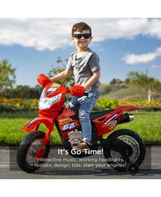 6V Kids Electric Battery Powered Ride On Motorcycle w/ Training Wheels, Lights, Music