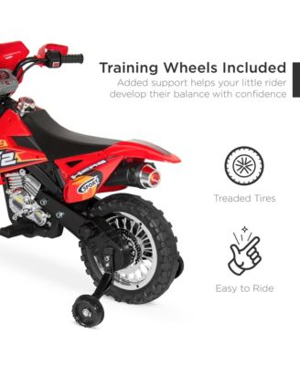 6V Kids Electric Battery Powered Ride On Motorcycle w/ Training Wheels, Lights, Music